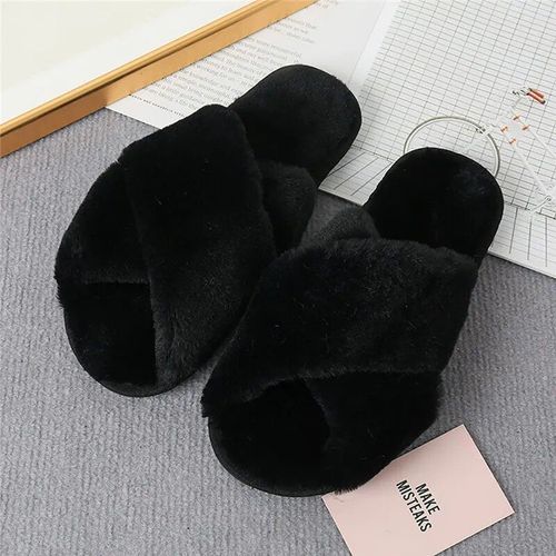 Pantoufles D'intrieur Dcontractes Pour Femmes,Tongs Pour Femmes,Chaussures Moelleuses,Toboggans De Conception Croise,Pantoufle En Peluche Douce Et Chaude Pour Dames,Hiver 2023