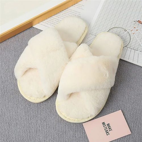 Pantoufles D'intrieur Dcontractes Pour Femmes,Tongs Pour Femmes,Chaussures Moelleuses,Toboggans De Conception Croise,Pantoufle En Peluche Douce Et Chaude Pour Dames,Hiver 2023