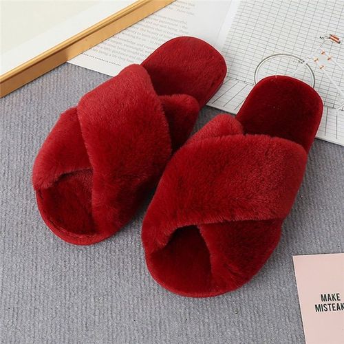 Pantoufles D'intrieur Dcontractes Pour Femmes,Tongs Pour Femmes,Chaussures Moelleuses,Toboggans De Conception Croise,Pantoufle En Peluche Douce Et Chaude Pour Dames,Hiver 2023