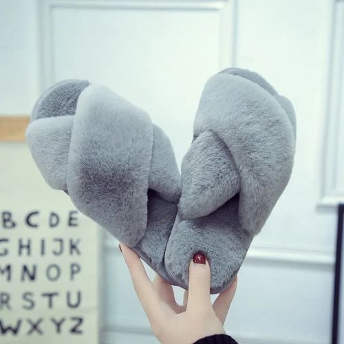 Pantoufles D'intrieur Dcontractes Pour Femmes,Tongs Pour Femmes,Chaussures Moelleuses,Toboggans De Conception Croise,Pantoufle En Peluche Douce Et Chaude Pour Dames,Hiver 2023