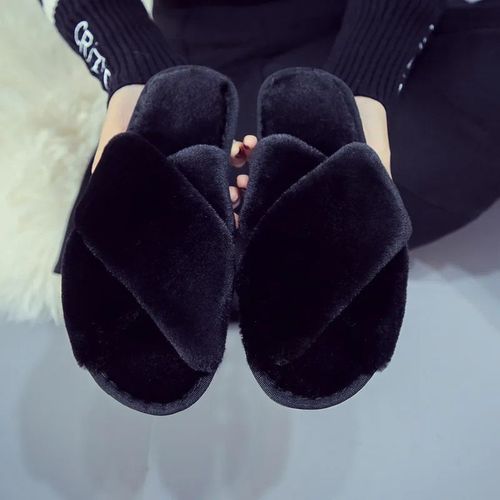 Pantoufles D'intrieur Dcontractes Pour Femmes,Tongs Pour Femmes,Chaussures Moelleuses,Toboggans De Conception Croise,Pantoufle En Peluche Douce Et Chaude Pour Dames,Hiver 2023
