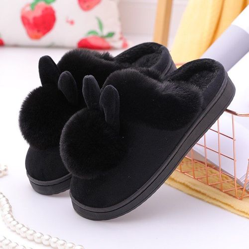 Pantoufles D'intrieur En Coton Avec Oreilles De Lapin Pour Femmes, Chaussures D'hiver Et D'automne, Antidrapantes,  Fond pais - 37 1/2