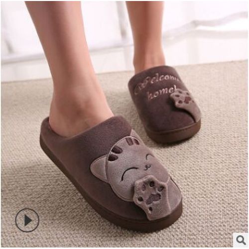 Pantoufles D'intrieur En Coton Doux Et Chaud Pour Femmes, Pantoufles De Maison, Mignonnes, En Peluche, Imprimes De Chats - 35 1/2