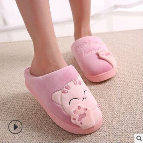 Pantoufles D'intrieur En Coton Doux Et Chaud Pour Femmes, Pantoufles De Maison, Mignonnes, En Peluche, Imprimes De Chats - 44 1/2