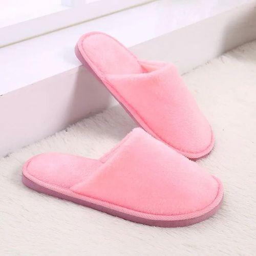 Pantoufles D'intrieur En Coton Doux Pour Femmes,Tongs Monochromes,Chaussures Chaudes En Peluche  Fourrure,Toboggans De Sol,Chambre  Coucher,Couple,Automne,Hiver