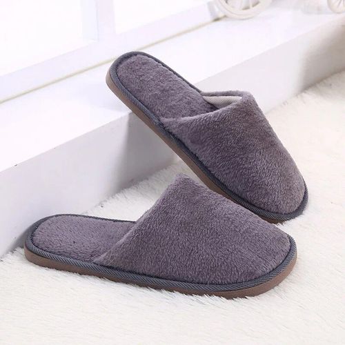 Pantoufles D'intrieur En Coton Doux Pour Femmes,Tongs Monochromes,Chaussures Chaudes En Peluche  Fourrure,Toboggans De Sol,Chambre  Coucher,Couple,Automne,Hiver - 44-45
