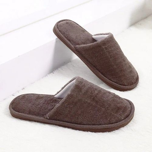 Pantoufles D'intrieur En Coton Doux Pour Femmes,Tongs Monochromes,Chaussures Chaudes En Peluche  Fourrure,Toboggans De Sol,Chambre  Coucher,Couple,Automne,Hiver - 44-45