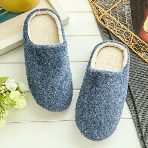 Pantoufles D'intrieur En Coton Pour Femmes,Tongs Douces Monochromes,Chaussures Chaudes En Peluche  Fourrure,Toboggans De Sol,Chambre  Coucher,Couple,Automne,Hiver - 44-45