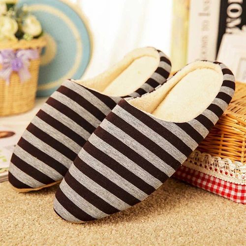 Pantoufles D'intrieur En Coton Pour Femmes,Tongs Douces Monochromes,Chaussures Chaudes En Peluche  Fourrure,Toboggans De Sol,Chambre  Coucher,Couple,Automne,Hiver - 44-45