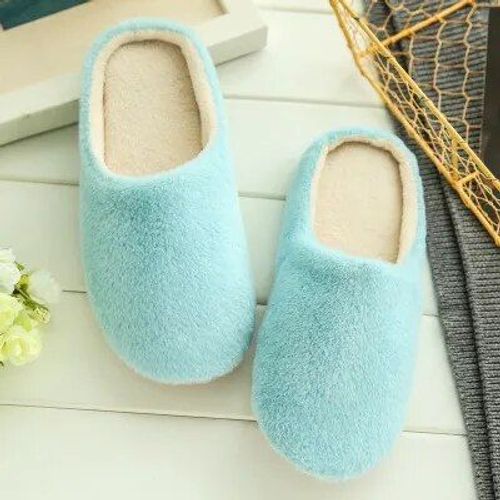 Pantoufles D'intrieur En Coton Pour Femmes,Tongs Douces Monochromes,Chaussures Chaudes En Peluche  Fourrure,Toboggans De Sol,Chambre  Coucher,Couple,Automne,Hiver