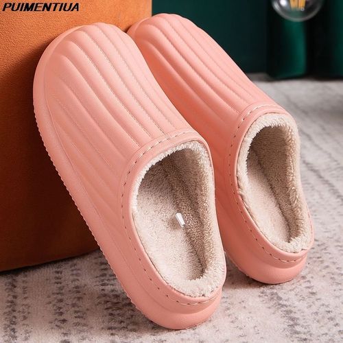 Pantoufles De Jardin Impermables Et Souples Pour Femme, Sabots Chauds En Daim Et Coton  Mmoire De Forme, Livraison Directe