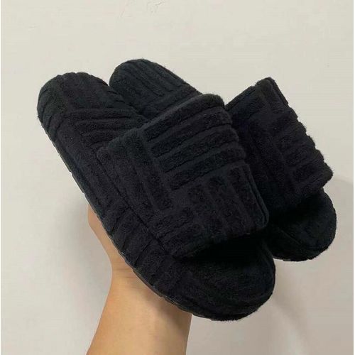 Pantoufles De Luxe  Bout Ouvert Et Semelle paisse Pour Femmes, Chaussures D'extrieur Plates En Velours Ctel Vert, Tongs D't Et D'automne - 37