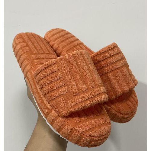 Pantoufles De Luxe  Bout Ouvert Et Semelle paisse Pour Femmes, Chaussures D'extrieur Plates En Velours Ctel Vert, Tongs D't Et D'automne - 43