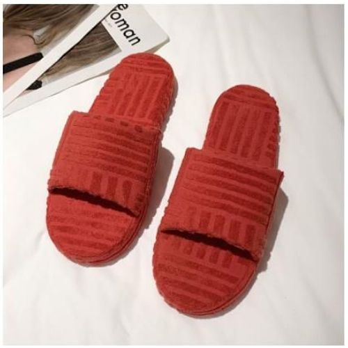 Pantoufles De Luxe  Bout Ouvert Et Semelle paisse Pour Femmes, Chaussures D'extrieur Plates En Velours Ctel Vert, Tongs D't Et D'automne - 40