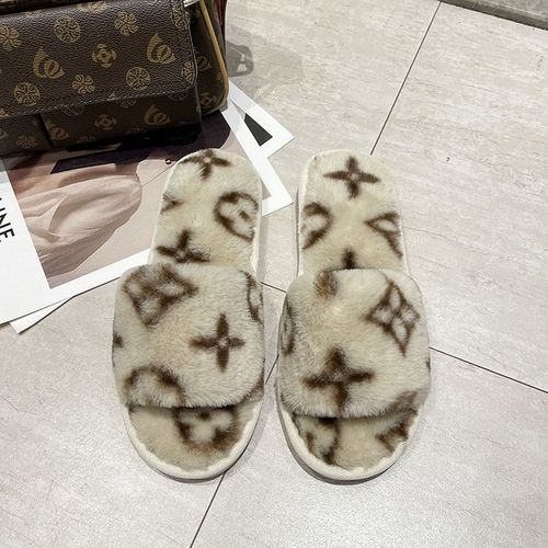 Pantoufles De Luxe En Coton  Semelle paisse Et Bout Ouvert Pour Femmes, Chaussures D'extrieur Plates Et Blanches, Tongs D'automne, 4