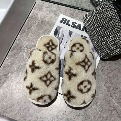 Pantoufles De Luxe En Coton  Semelle paisse Et Bout Ouvert Pour Femmes, Chaussures D'extrieur Plates Et Blanches, Tongs D'automne, 4