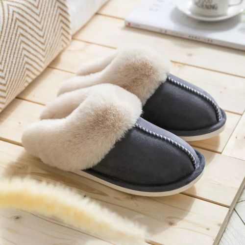 Pantoufles De Luxe En Faux Daim Pour Femme,Chaussures Chaudes En Fourrure,En Peluche,En Coton,Nik,Chambre  Coucher,Talons Plats,Moelleux,Hiver 2023