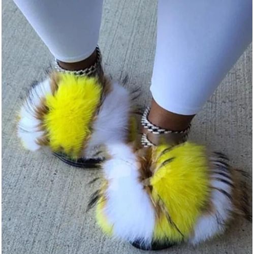 Pantoufles De Luxe En Fourrure Moelleuse Pour Femmes, Tongs D'intrieur Chaudes, En Peluche, Incroyables, Vente En Gros, Nouvelle Collection - 38