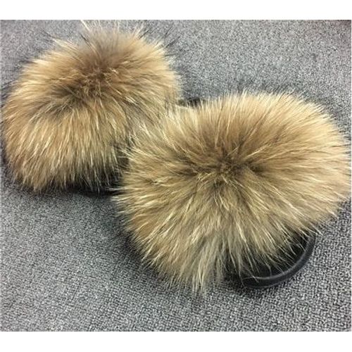 Pantoufles De Luxe En Fourrure Moelleuse Pour Femmes, Tongs D'intrieur Chaudes, En Peluche, Incroyables, Vente En Gros, Nouvelle Collection - 38