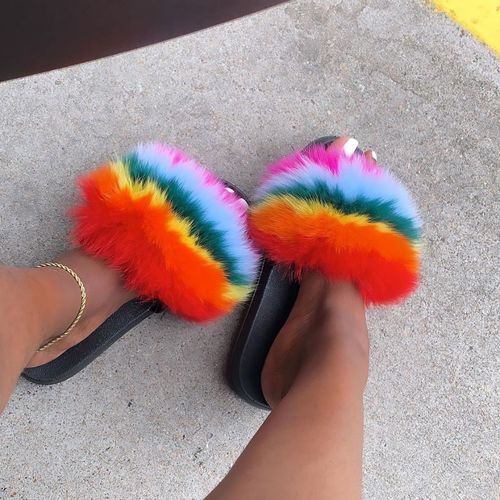Pantoufles De Luxe En Fourrure Moelleuse Pour Femmes, Tongs D'intrieur Chaudes, En Peluche, Incroyables, Vente En Gros, Nouvelle Collection - 38