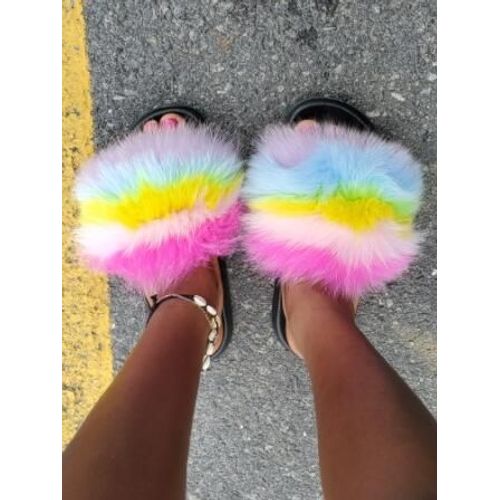 Pantoufles De Luxe En Fourrure Moelleuse Pour Femmes, Tongs D'intrieur Chaudes, En Peluche, Incroyables, Vente En Gros, Nouvelle Collection - 38