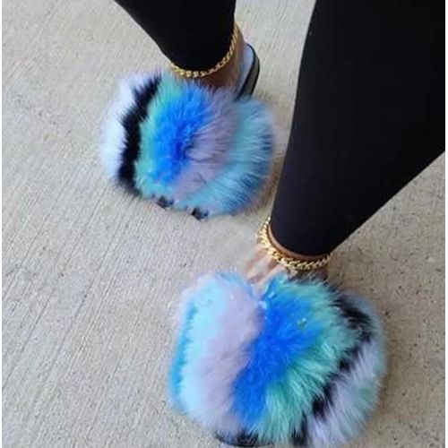 Pantoufles De Luxe En Fourrure Moelleuse Pour Femmes, Tongs D'intrieur Chaudes, En Peluche, Incroyables, Vente En Gros, Nouvelle Collection - 42