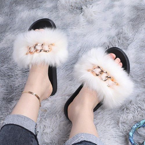 Pantoufles De Luxe Pour Filles, Tongs En Fourrure Moelleuse Pour Femmes, Intrieur Chaud, Incroyable, En Peluche, Vente En Gros