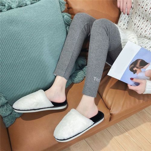 Pantoufles De Maison Chaudes Pour Femmes, Pantoufles D'automne Et D'hiver  Enfiler, En Fausse Fourrure, En Peluche De Coton - 39