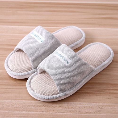 Pantoufles De Maison En Coton Et Lin Pour Femmes Et Hommes, Pantoufles Eva Quatre Saisons Avec Fond Souple - 37