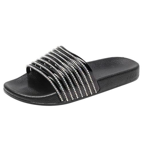 Pantoufles De Perceuse Flash Brillantes Dcontractes Pour Femmes-Noir Uni,Taille 39 Noir,39