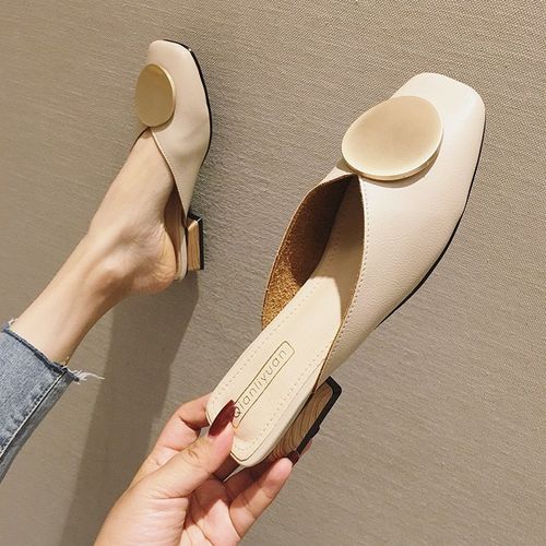 Pantoufles De Styliste Pour Femmes, Mules  Enfiler, Chaussures Dcontractes  Talons Plats, Diapositives De Boucle Britannique, Chaussures D't  Talons Bloc En Bois, 2021 - 35 1/2