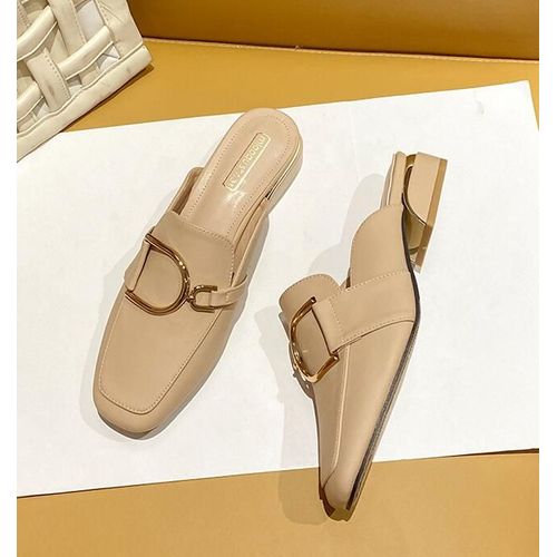 Pantoufles De Styliste Pour Femmes, Mules  Enfiler, Chaussures Dcontractes  Talons Plats, Diapositives De Boucle Britannique, Chaussures D't  Talons Bloc En Bois, 2021 - 35