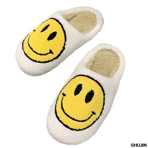 Pantoufles De Visage Smiley Pour Femmes Et Hommes, Pantoufles De Maison, Pantoufles De Visage Heureux, Pantoufles En Peluche Douce Et Confortable, Chaudes Et Moelleuses, Nouvelle Collection 2021