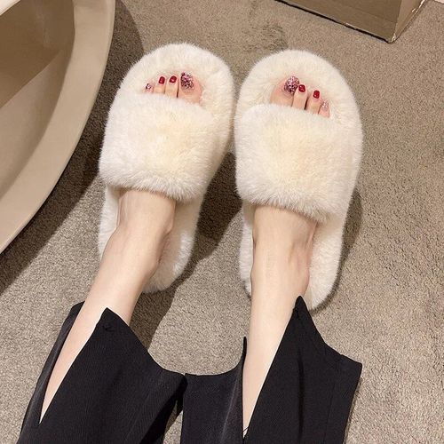 Pantoufles En Coton  Plateforme Pour Femmes,4cm,Chaussures Plates Chaudes,Maison,Chambre  Coucher,Maison,Intrieur,Hiver - 40
