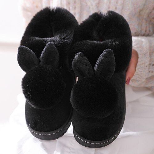 Pantoufles En Coton Avec Fourrure De Lapin, Chaussures De Maison, Chaudes Et paisses, Pour Femmes, Mignonnes Et Moelleuses, Livraison Directe, Automne Et Hiver