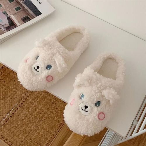 Pantoufles En Coton D'automne Et D'hiver Vent Pantoufles En Coton Chaud En Peluche Polaire Pour Filles Mignonnes Pour Femmes