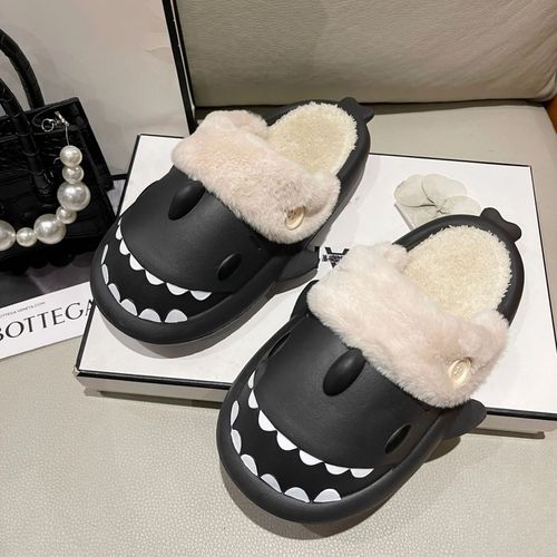 Pantoufles En Coton Requin Pour Femme,Toboggans D'intrieur Impermables,Toboggans Non Alds,Peluche,Chaud,Couple,Maison,Sandales,Chaussure Plate,Tongs Requin,Hiver