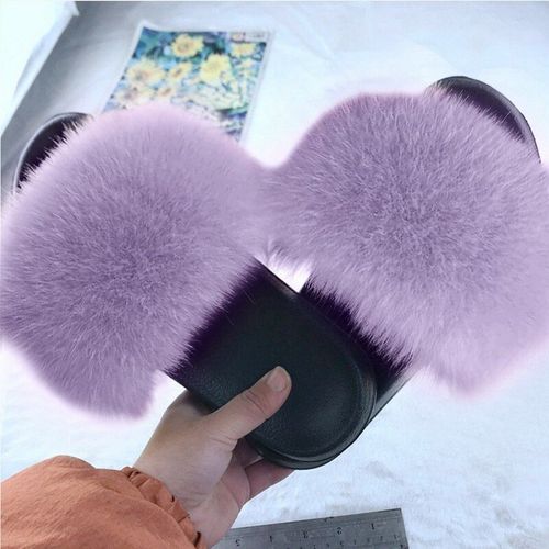 Pantoufles En Fausse Fourrure Pour Femmes, Claquettes Plates Duveteuses, Chaussures De Maison Confortables, Chaussures D'hiver Douces, Tongs D'intrieur