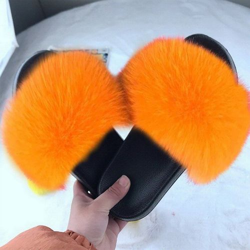 Pantoufles En Fausse Fourrure Pour Femmes, Claquettes Plates Duveteuses, Chaussures De Maison Confortables, Chaussures D'hiver Douces, Tongs D'intrieur
