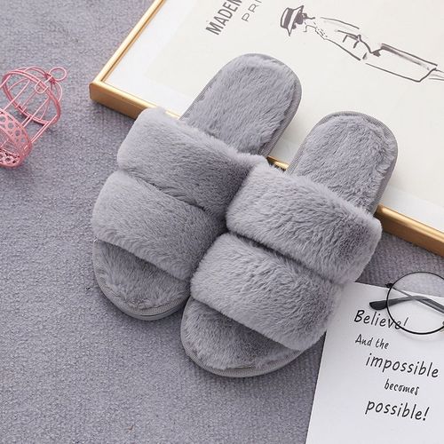 Pantoufles En Fausse Fourrure Pour Femmes, Confortables, Glissades De Sol D'intrieur, Chaussures Plates Et Douces En Fourrure, Tongs De Clbrits Pour Dames, 2021