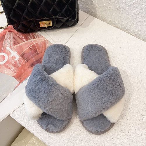 Pantoufles En Fausse Fourrure Pour Femmes, Confortables, Glissades De Sol D'intrieur, Chaussures Plates Et Douces En Fourrure, Tongs De Clbrits Pour Dames, 2021