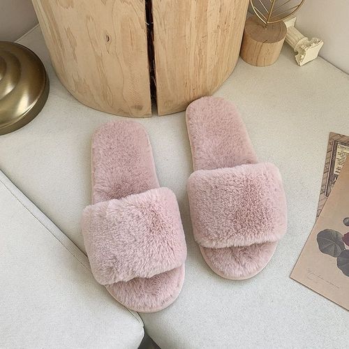 Pantoufles En Fausse Fourrure Pour Femmes, Confortables, Glissades De Sol D'intrieur, Chaussures Plates Et Douces En Fourrure, Tongs De Clbrits Pour Dames, 2021