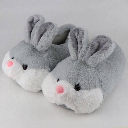 Pantoufles En Forme D'animaux Pour Femmes, Chaussures De Maison En Lapin Pour Filles, Grande Taille 42, Antidrapantes, Plates, Avec Pantoufles D'hiver, Courtes, En Peluche, Semelle Tpr - 35 1/2