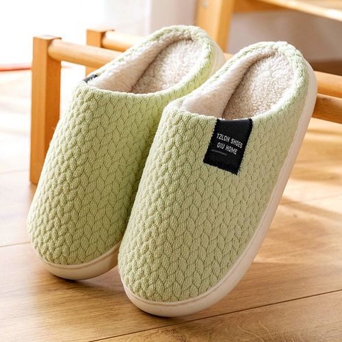 Pantoufles En Fourrure Chaudes Pour Hommes Et Femmes, Chaussures De Maison Confortables  Talon Plat Pour Chambre  Coucher, Hiver - 38