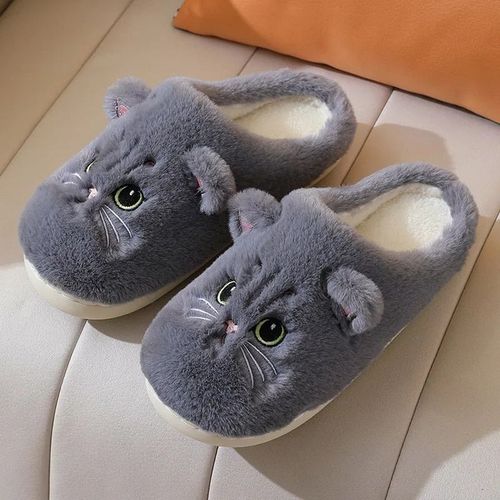 Pantoufles En Fourrure De Chat Mignon Pour Hommes Et Femmes,Pantoufles  Plateforme Pour La Maison,Toboggans En Peluche D'hiver,Pantoufles D'intrieur,Belles Chaussures En Coton,2024