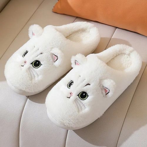 Pantoufles En Fourrure De Chat Mignon Pour Hommes Et Femmes,Pantoufles  Plateforme Pour La Maison,Toboggans En Peluche D'hiver,Pantoufles D'intrieur,Belles Chaussures En Coton,2024