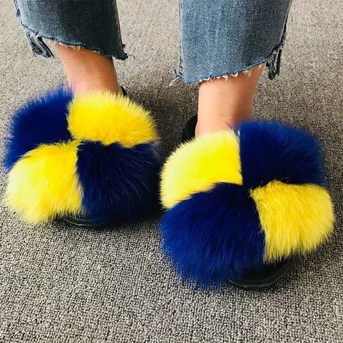 Pantoufles En Fourrure De Renard Pour Femmes, Tongs D'intrieur Dcontractes, Chaussures En Peluche, Tendance, t - 36 1/2