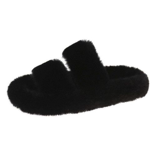 Pantoufles En Fourrure Douce Et Moelleuse Pour Femmes, Chaussures De Maison Antidrapantes  Talon Plat, paisses, Couleur Bonbon, Design De Luxe Pour Dames - 40
