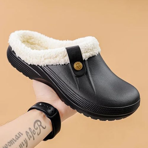 Pantoufles En Fourrure En Peluche Impermables Pour Hommes Et Femmes,Sabots Chauds,Pantoufles D'intrieur,Chaussures De Sol Pour Femmes,Amoureux De La Maison,Hiver,2023