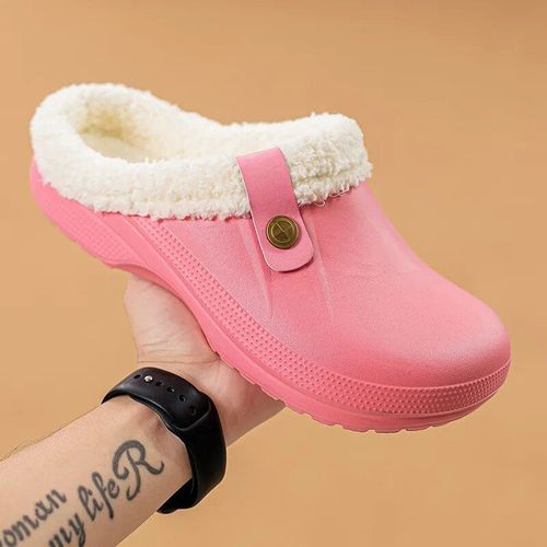 Pantoufles En Fourrure En Peluche Impermables Pour Hommes Et Femmes,Sabots Chauds,Pantoufles D'intrieur,Chaussures De Sol Pour Femmes,Amoureux De La Maison,Hiver,2023